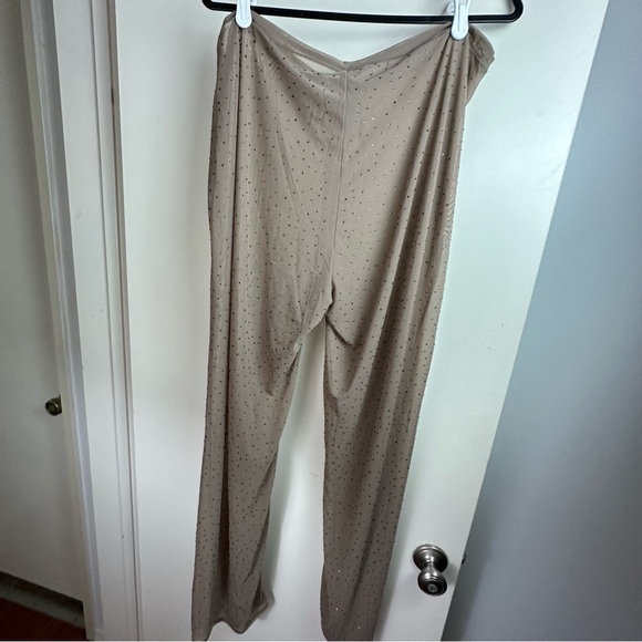 SKIMS Desert Brown/TanMesh Sparkling Rhinestones Drawstring Coverup Pants NWT 3X - Picture 6 of 16